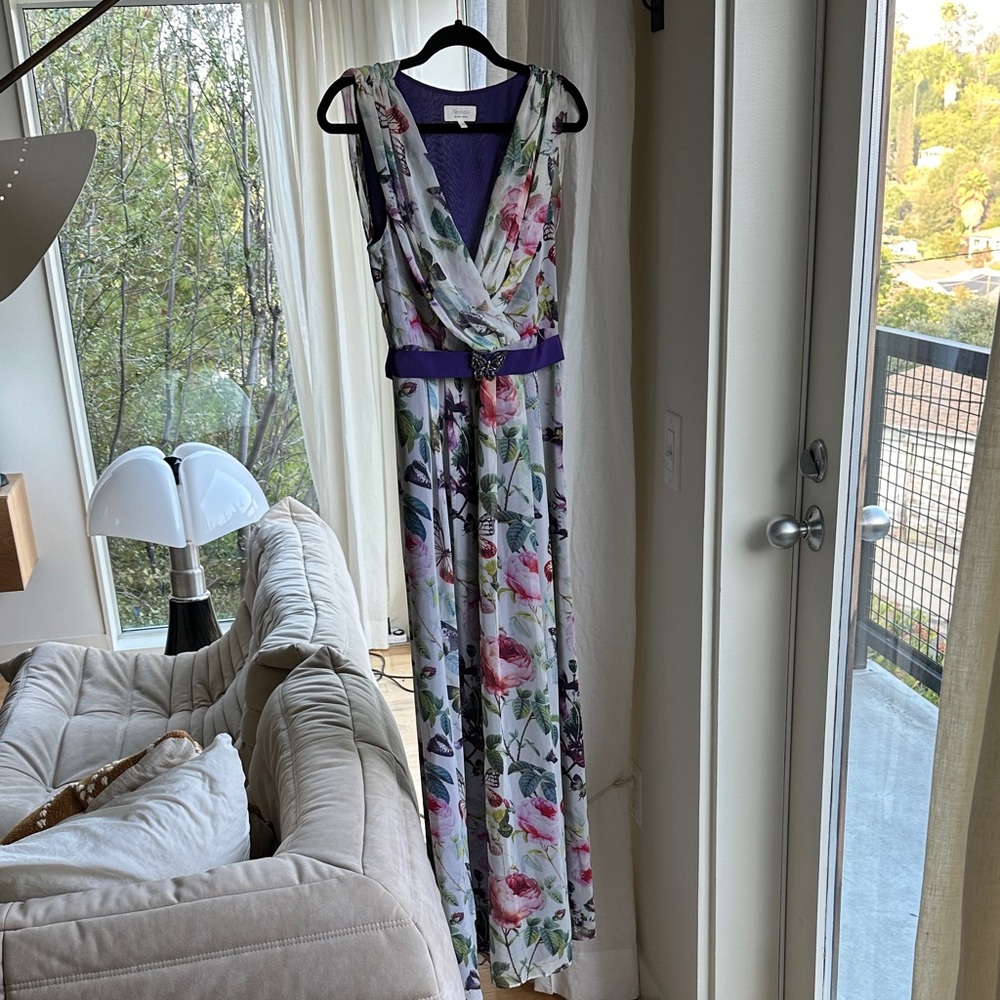 Fleurette by Fleur Wood butterfly floral maxi dress US6